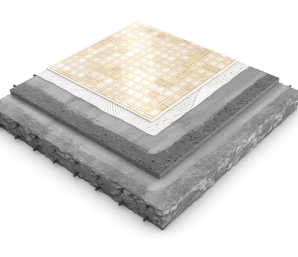 Система укладки светлого керамогранита, стеклянной мозайки